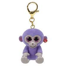Grapes The Purple Monkey TY Mini Boo Key Clip Beanie DOB April 1