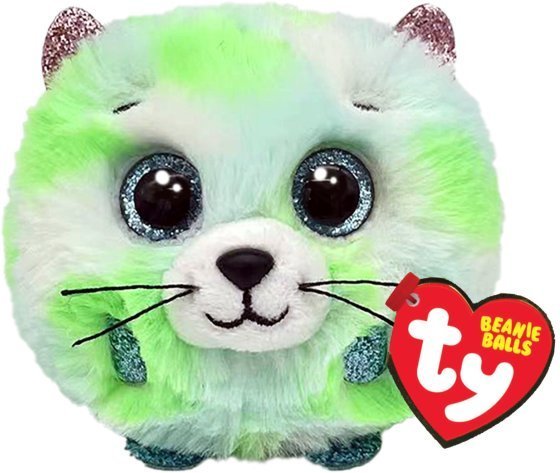 Evie The Green Cat 8cm Ty Beanie Puffies Balls DOB November 17