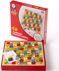 Traditional Snakes and Ladders Wooden Game by Big Jigs 3+