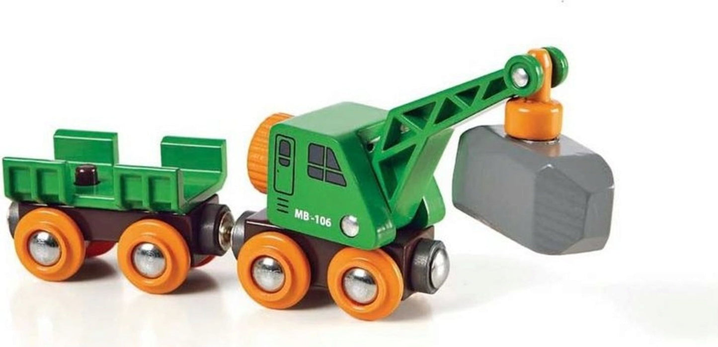 Brio Clever Crane Wagon Wooden Train Track Engines 33698 3+