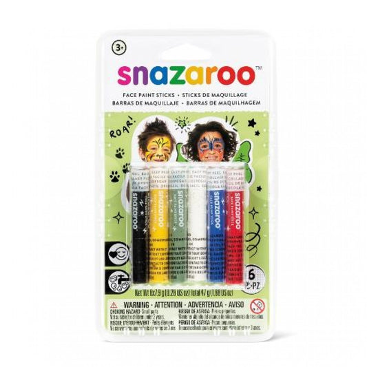 Snazaroo Unisex Face Painting Sticks Set of 6 Crayons 3+