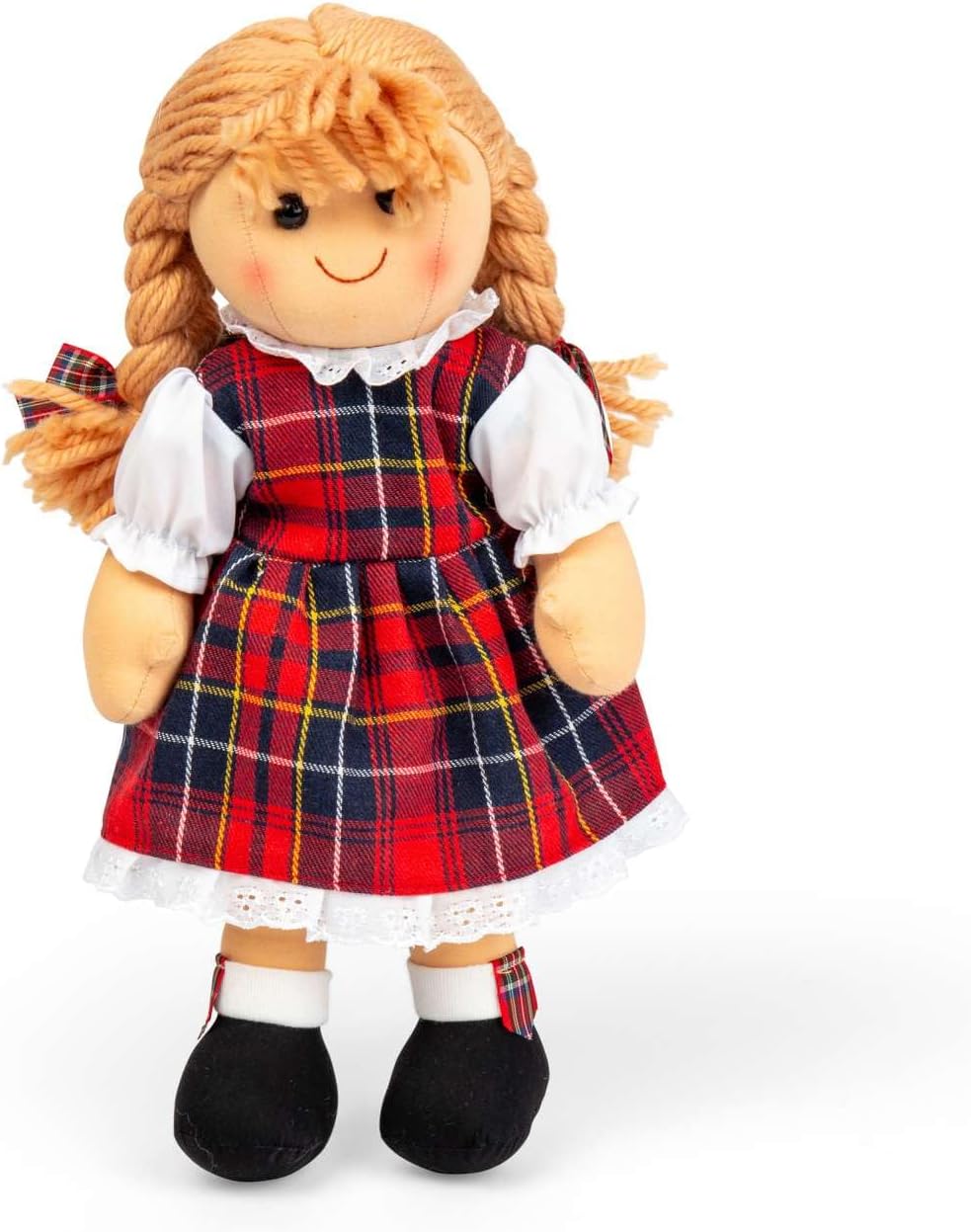 Bigjigs Toys Iona Rag Doll Medium-Boy with Tartan Dress 0+
