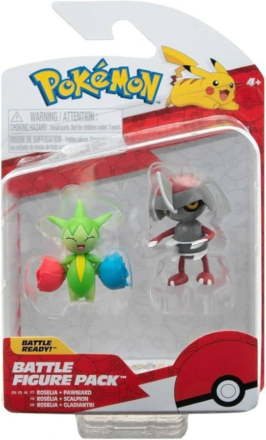 Roselia & Pawniard Pokemon 2-3" Battle Figure Pack 4+
