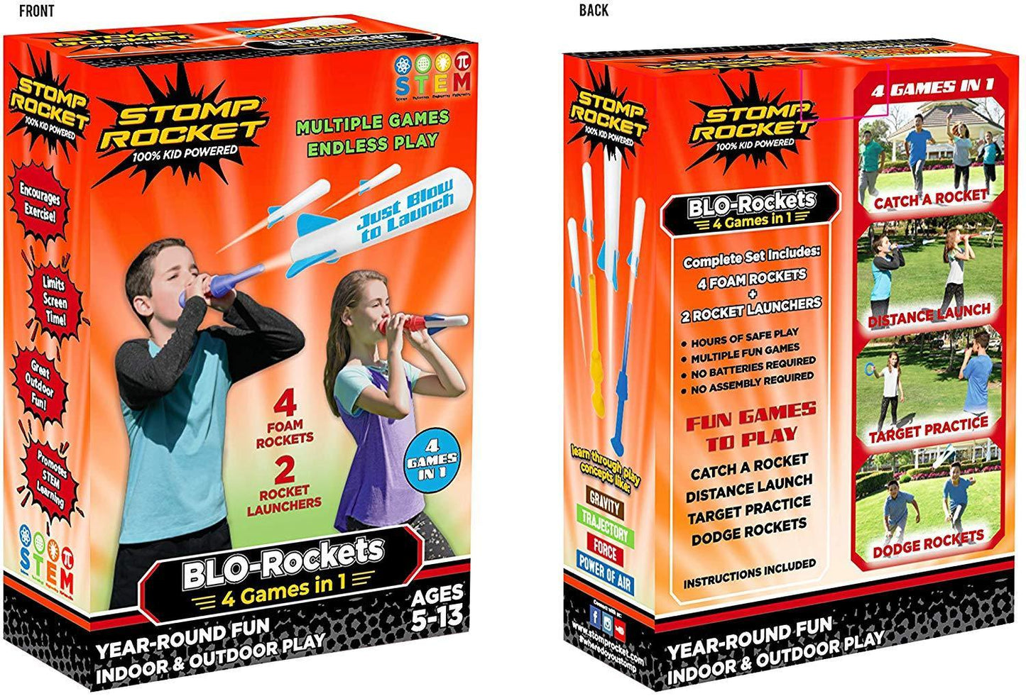 Blo-Rocket Air Powered Foam Stomp Rocket 4 in 1 Games Kit 5+