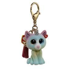 Heather The Horned Cat TY Mini Boo Key Clip Beanie DOB April 26