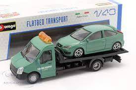 Bburago Flatbed Transport Street Fire Diecast Model 1:43 3+
