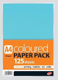 125 Sheets A4 Coloured Paper Pack 80gsm