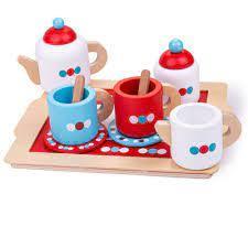 Wooden Tea Set and Tray by Bigjigs Toys BJ620 3+