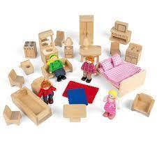 Wooden Doll Family and Furniture Complete Set by BigJig Toys