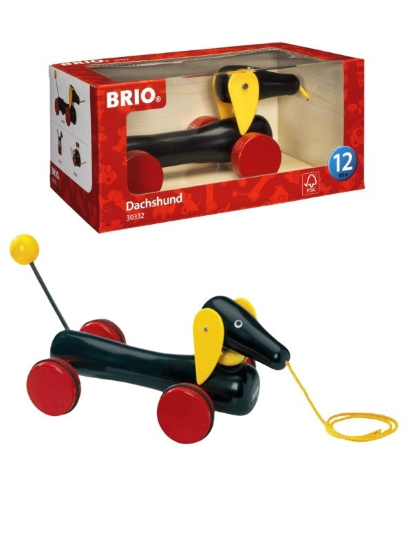 Brio Dachshund Pull Along Wooden Toy for 12 Months+ 30332