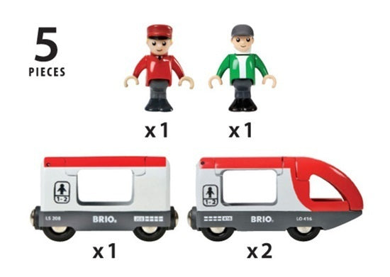 BRIO Red Travel Train 33505 2 Engines Carriage and 2 People