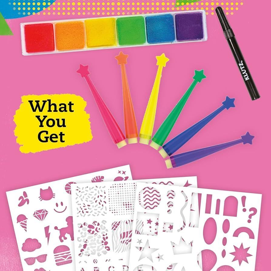 Neon Stencil Art Book and Stencil Pens by Klutz 6+