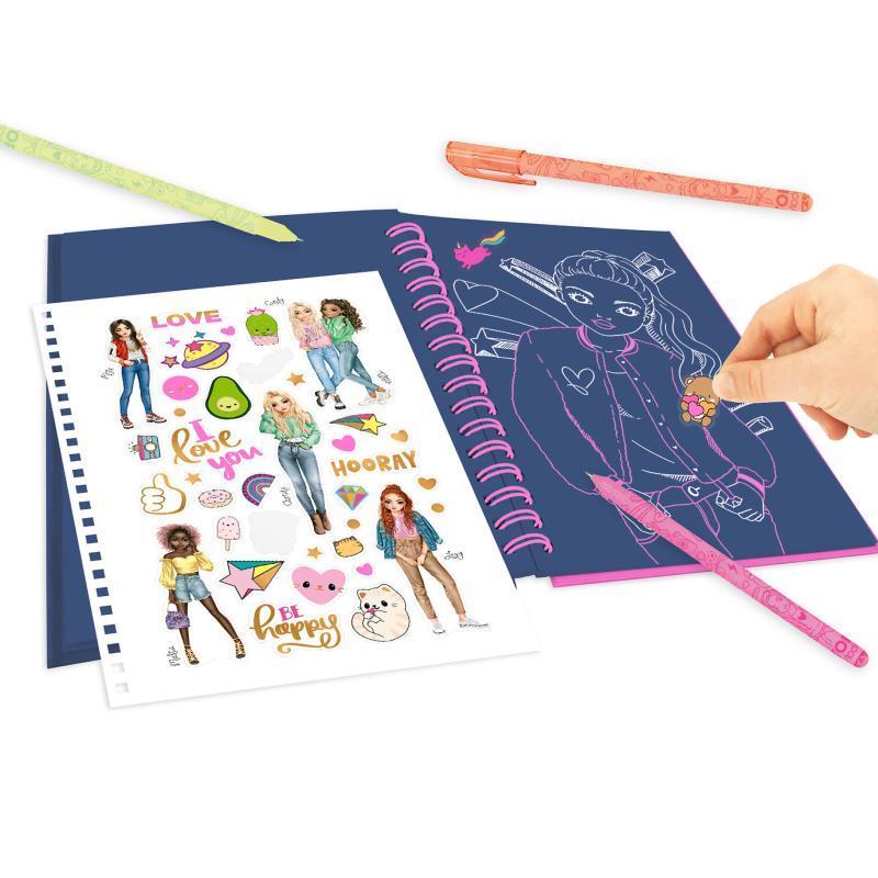 TOPModel Neon Doodle Book With 3 Neon Pen Set By Depesche 11932