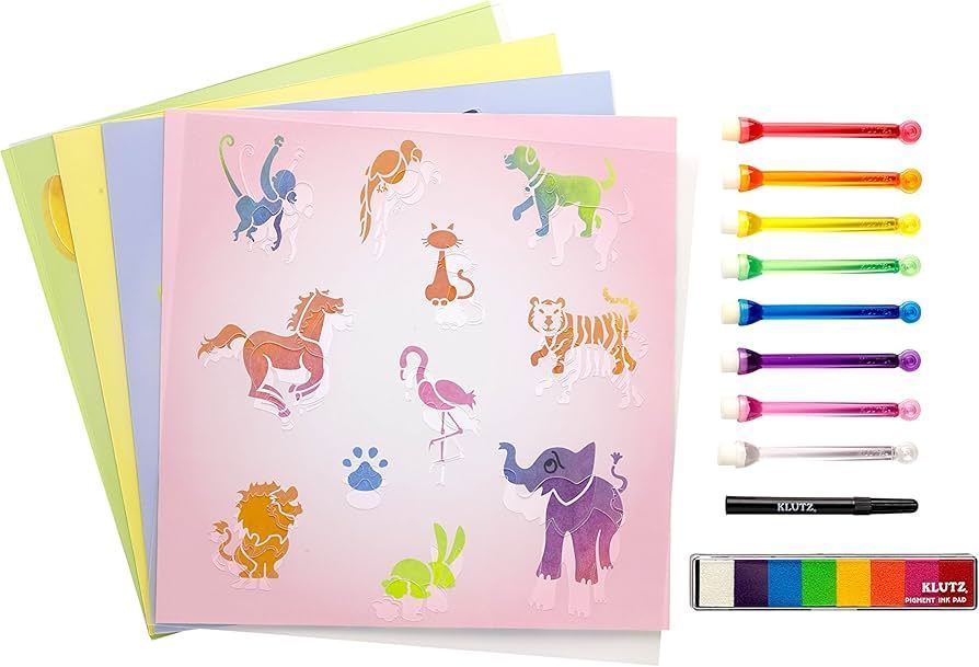 Neon Stencil Art Book and Stencil Pens by Klutz 6+