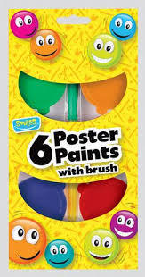 6 Poster Paints and Brush Art Set by Smiles