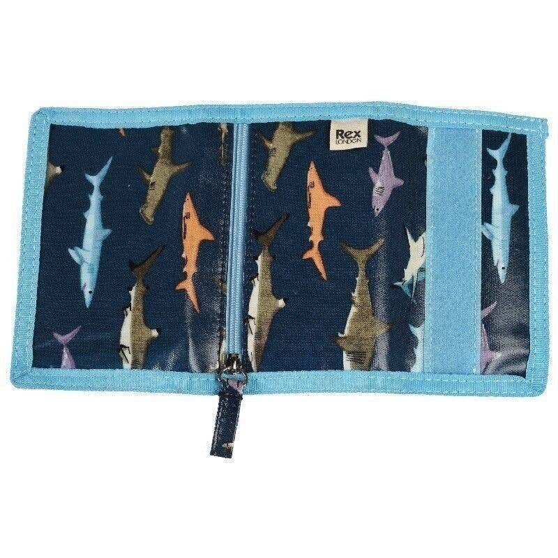 Children's Tri-fold Wallet - Dark Blue Sharks