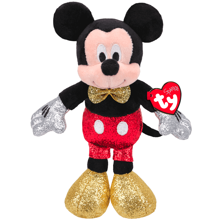 Disney Mickey Mouse Sparkle Ty Beanie With Sound 15cm Soft Toy