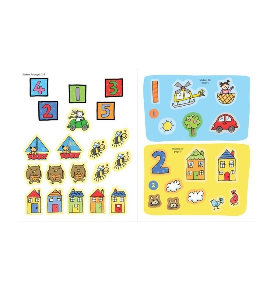 123 Sticker and Colouring Book with 200 Sticker by Usborne 3+