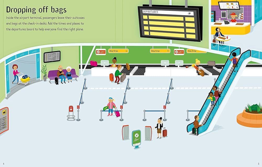 Airport Sticker and Colouring Book by Usborne 3+