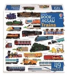 49 Piece Trains Book and Jigsaw by Usborne 4+
