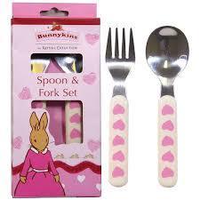 Bunnykins Pink Bunnies Spoon and Fork by Royal Doulton