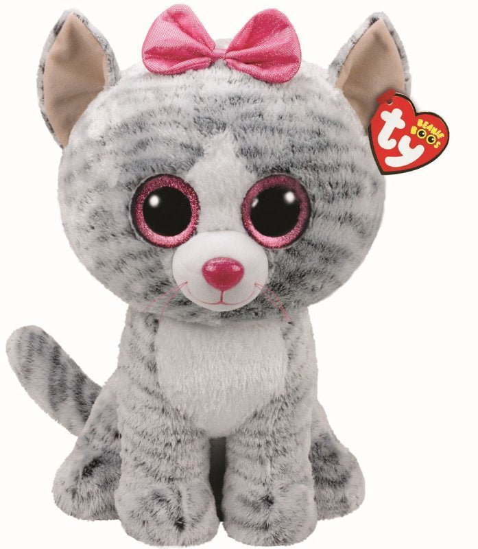 Kiki The Grey Cat 38cm Large TY Beanie Soft Toy DOB August 16