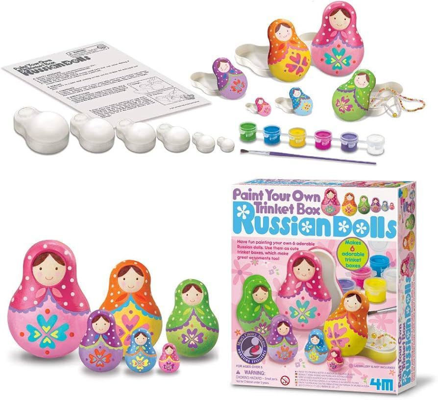 Paint Your Own Russian Doll Trinket Box Craft Set by 4M 5+