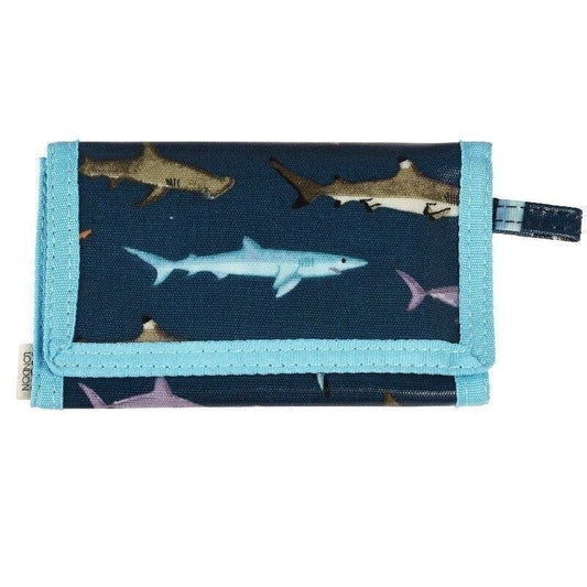 Children's Tri-fold Wallet - Dark Blue Sharks