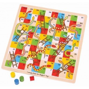 Traditional Snakes and Ladders Wooden Game by Big Jigs 3+