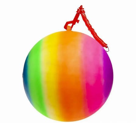 25cm Neon Rainbow Ball on spiral Keychain 3+