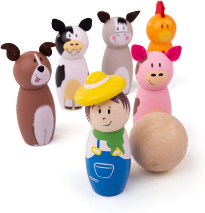 Wooden Farm Skittles Game by BigJigs Toys BJ955 2+
