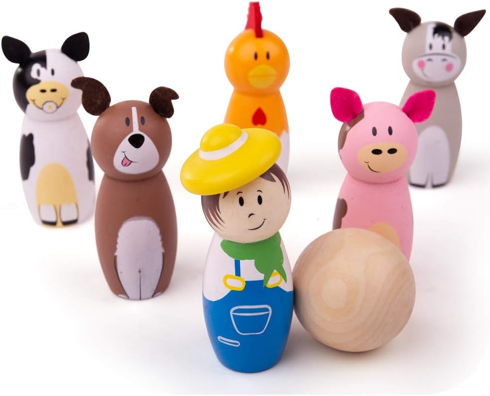 Wooden Farm Skittles Game by BigJigs Toys BJ955 2+