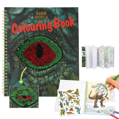 Dino World Colouring Book with Reversible Sequins