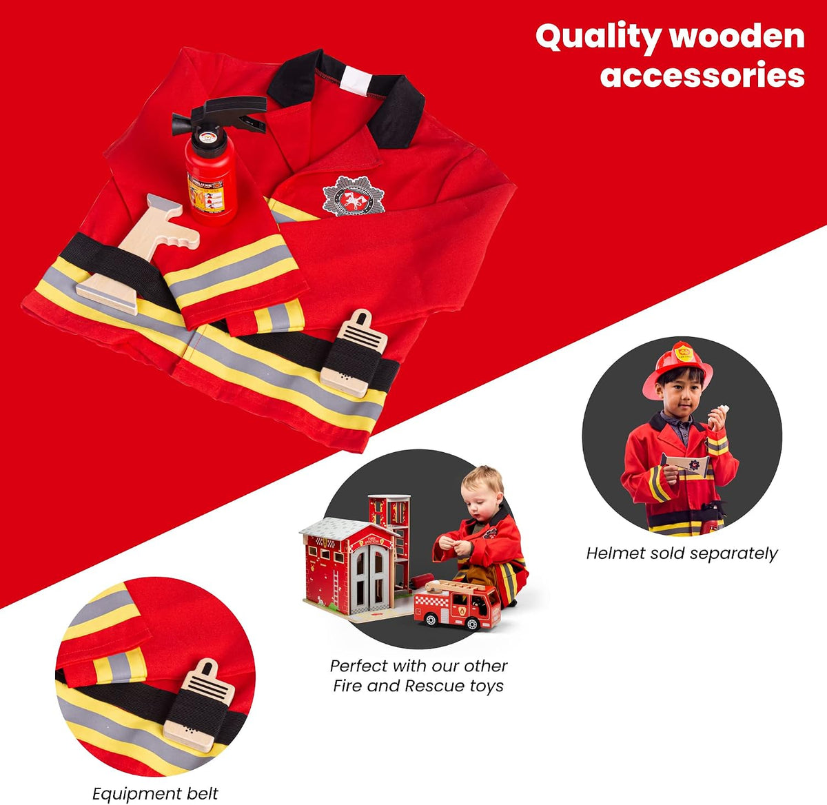 Firefighter Dress Up Outfit (Without Helmet) by Bigjigs Toys 3+