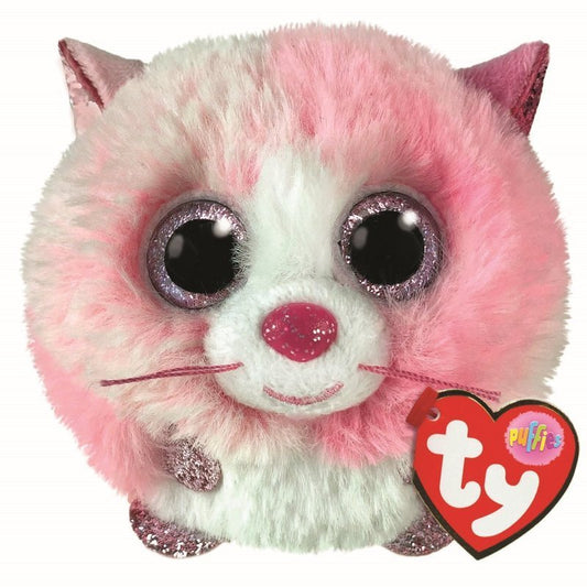 Tia The Pink Cat 8cm Ty Beanie Puffies Balls DOB February 24