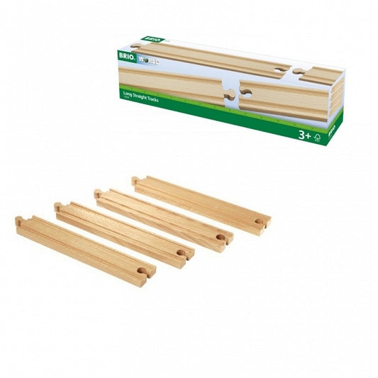 Brio Pack of 4 Long Straight Tracks 33341 Wooden Trains 3+