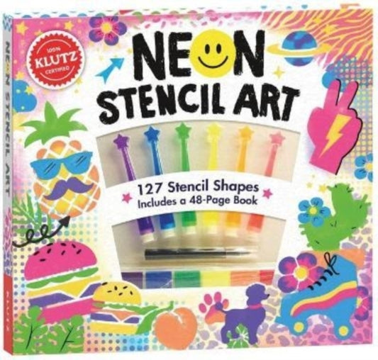 Neon Stencil Art Book and Stencil Pens by Klutz 6+