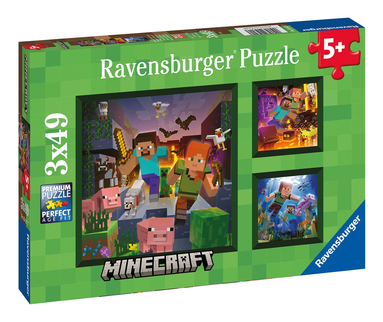 Ravensburger Minecraft 3x49 Jigsaw Puzzle 5+