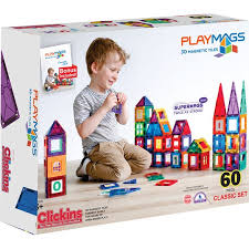 Playmags 60 Pcs Classic Set -Magnetic Building Tiles for Kids 3+