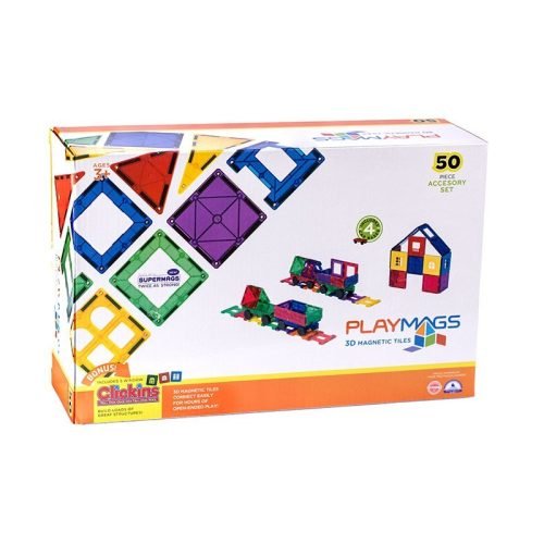 Playmags 50 Pcs Accessory Set - Magnetic Building Tiles for Kids 3+