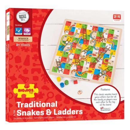 Traditional Snakes and Ladders Wooden Game by Big Jigs 3+