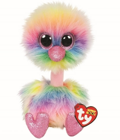 Asha the Pastel Ostrich 24cm Ty Beanie Soft Toy DOB February 9