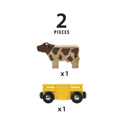 Brio Cow and Wagon 33406 Wooden Train Carriage 3+