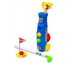 Childrens Toy Golf Caddy Set with Plastic Clubs and Balls 4+
