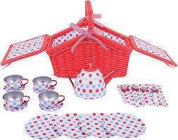 Tin Tea Set & Spotted Basket BJ630 By Big Jigs Toys 3+