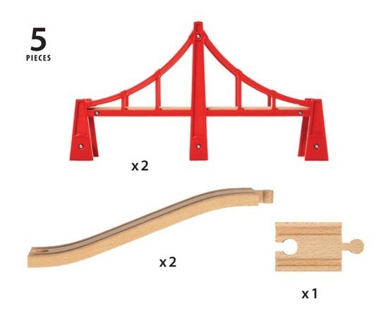 BRIO Double Suspension Bridge For Wooden Train Stes 33885 3+