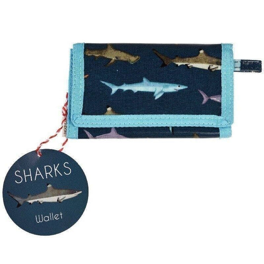 Children's Tri-fold Wallet - Dark Blue Sharks