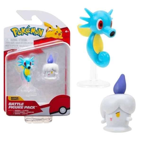 Horsea & Litwick Pokemon 2-3" Battle Figure Pack 4+