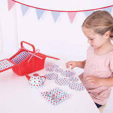 Tin Tea Set & Spotted Basket BJ630 By Big Jigs Toys 3+