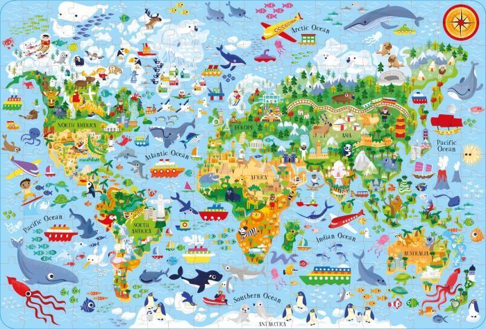 300 Piece Atlas Book and Jigsaw Puzzle Map of the World 9+